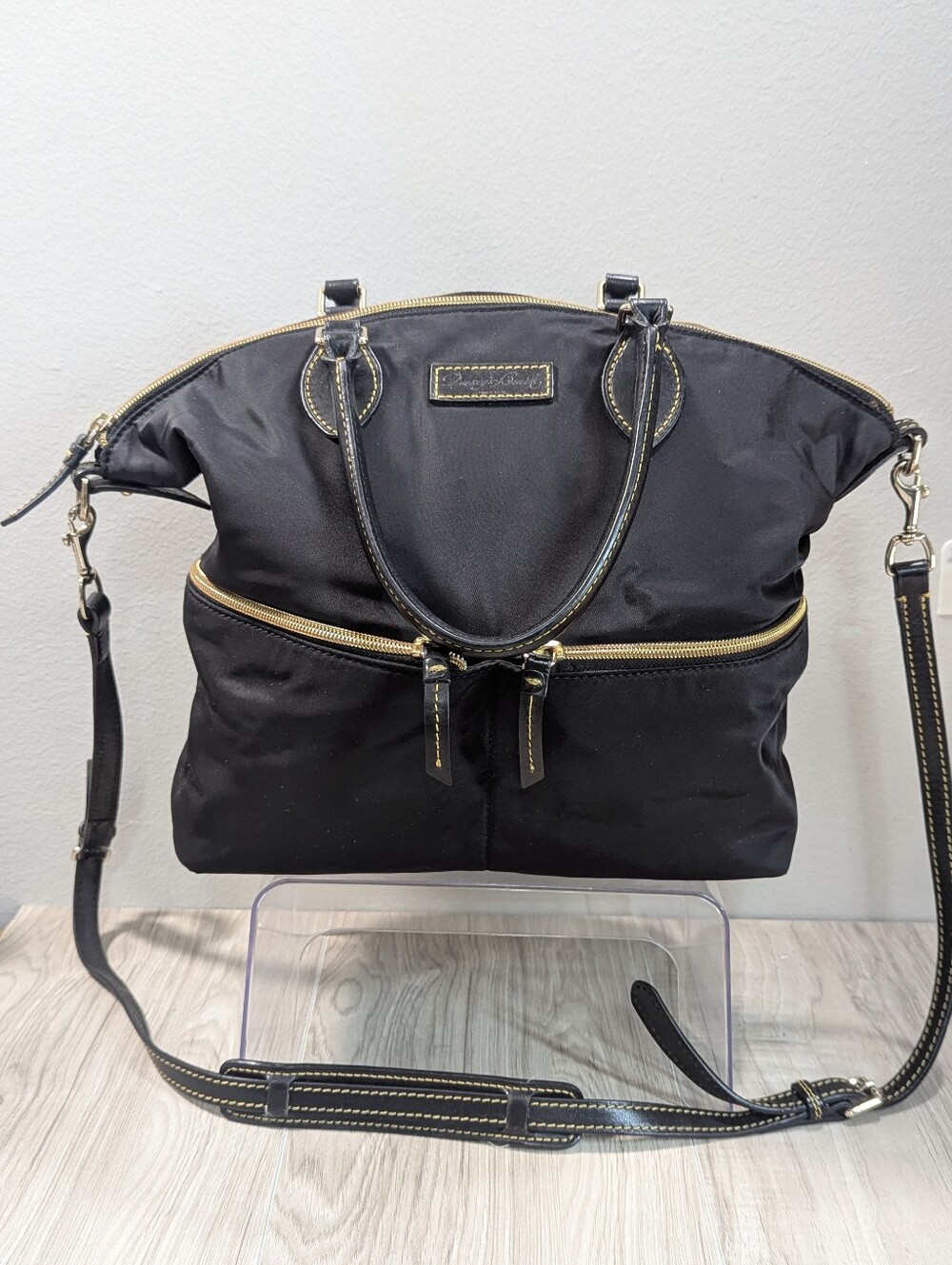 Dooney & Bourke Nylon Large Pocket Satchel Black Oversized Purse